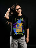 Camiseta Oversized Viver é melhor que sonhar Feminina Preto