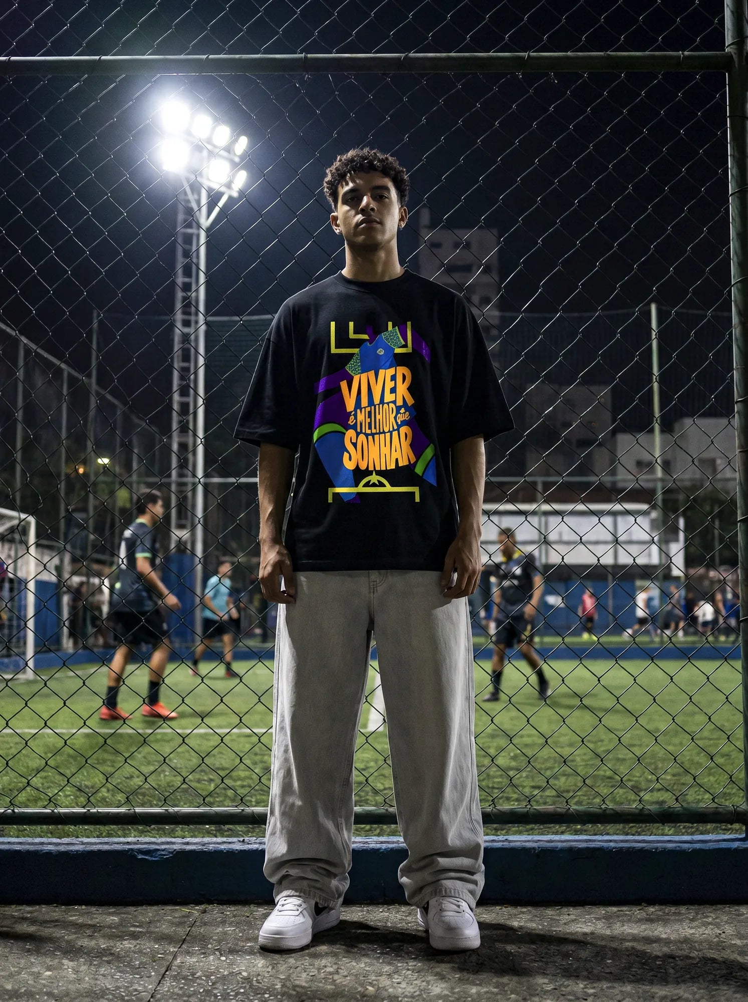 Camiseta Oversized Viver é melhor que sonhar Masculina Preto