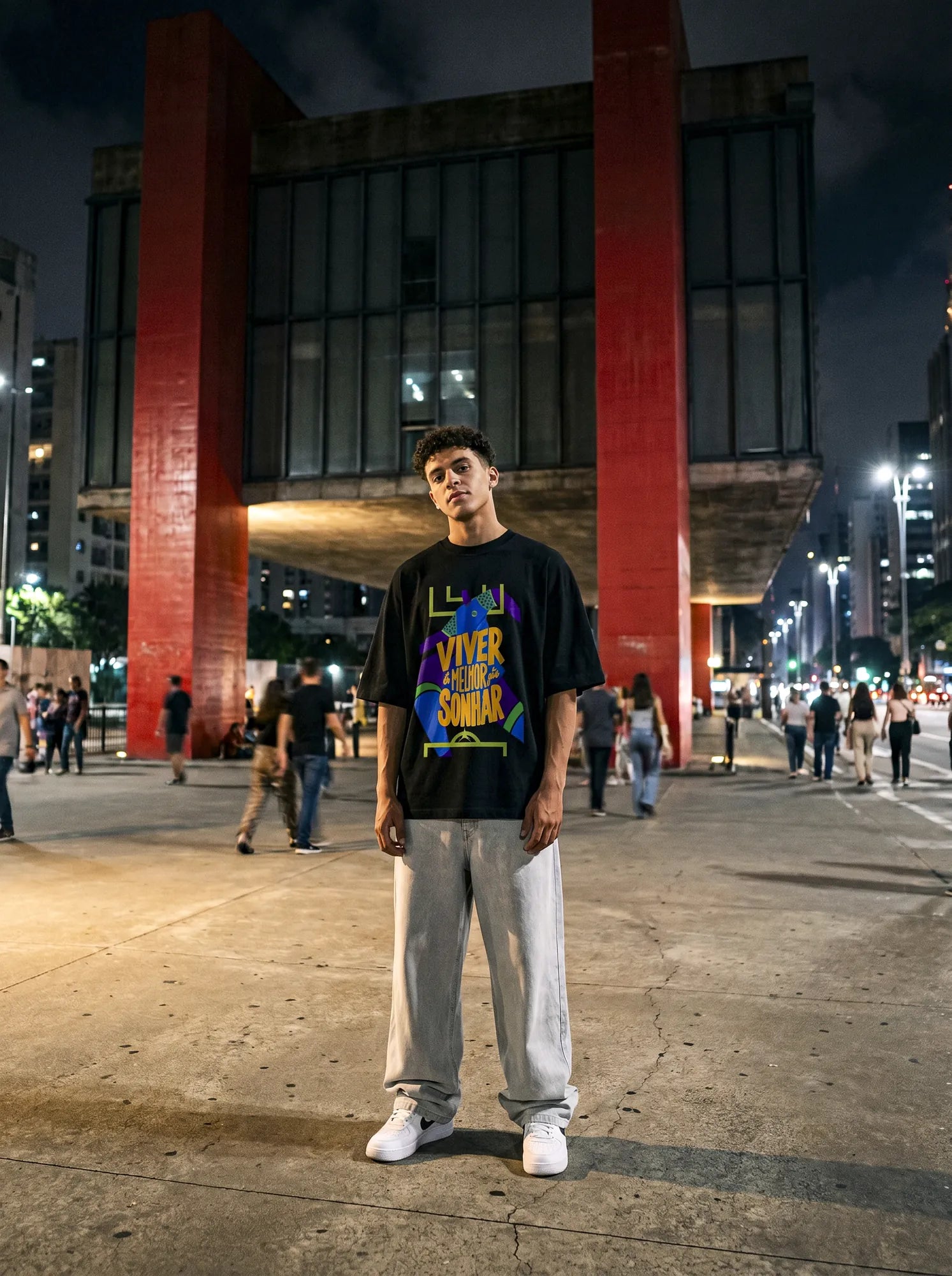 Camiseta Oversized Viver é melhor que sonhar Masculina Preto