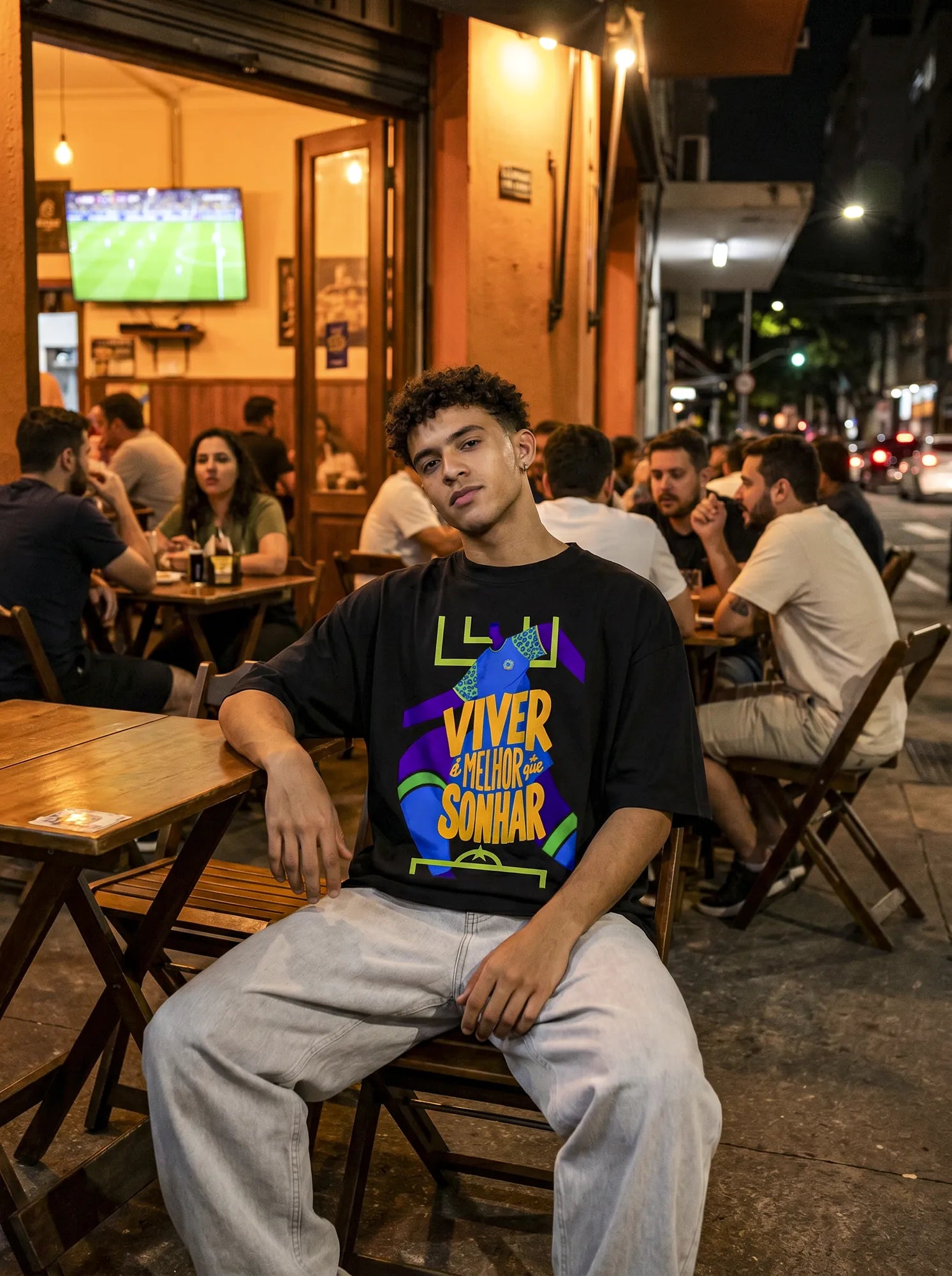 Camiseta Oversized Viver é melhor que sonhar Masculina Preto