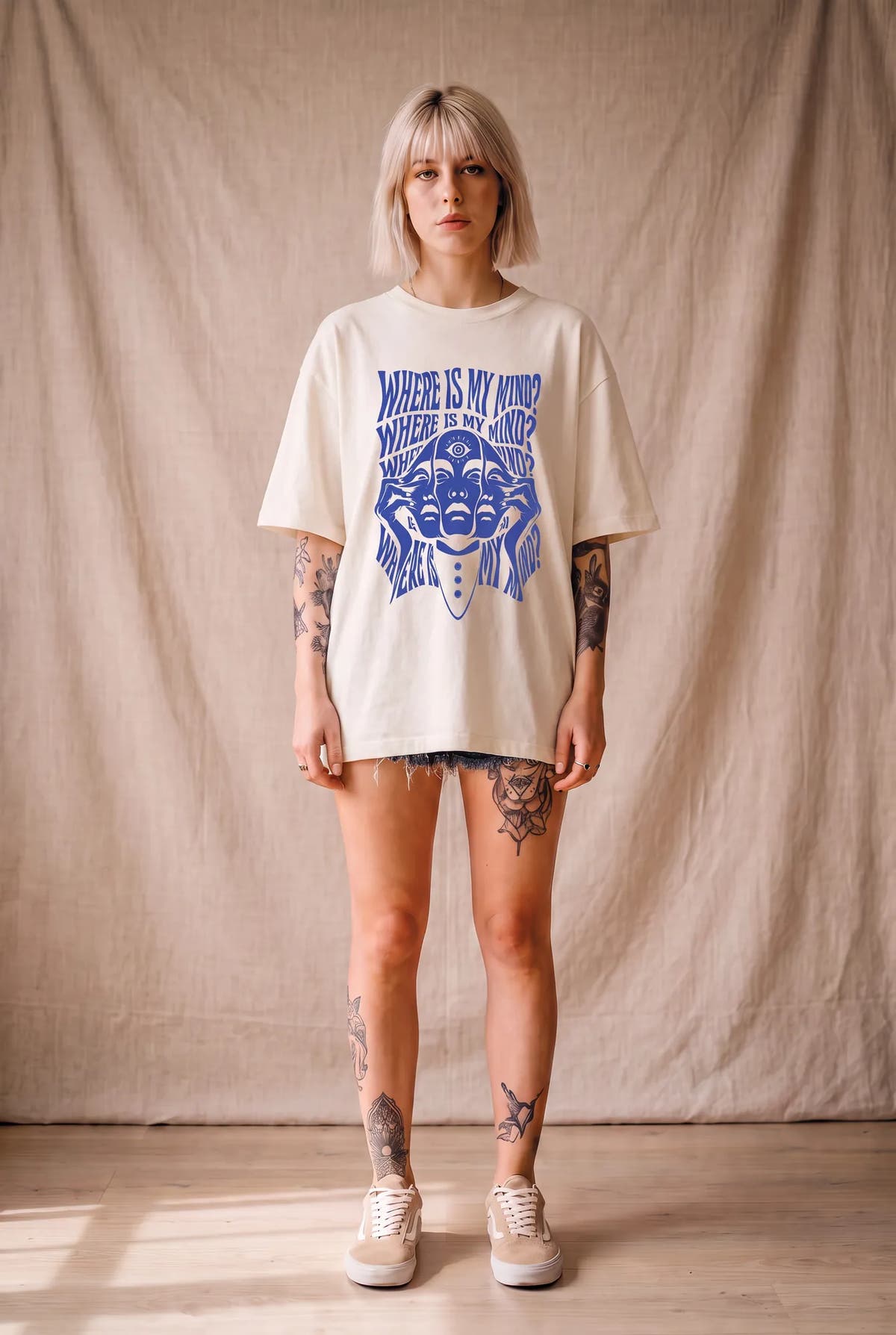 Camiseta Oversized Where Is My Mind Feminina Off-White
