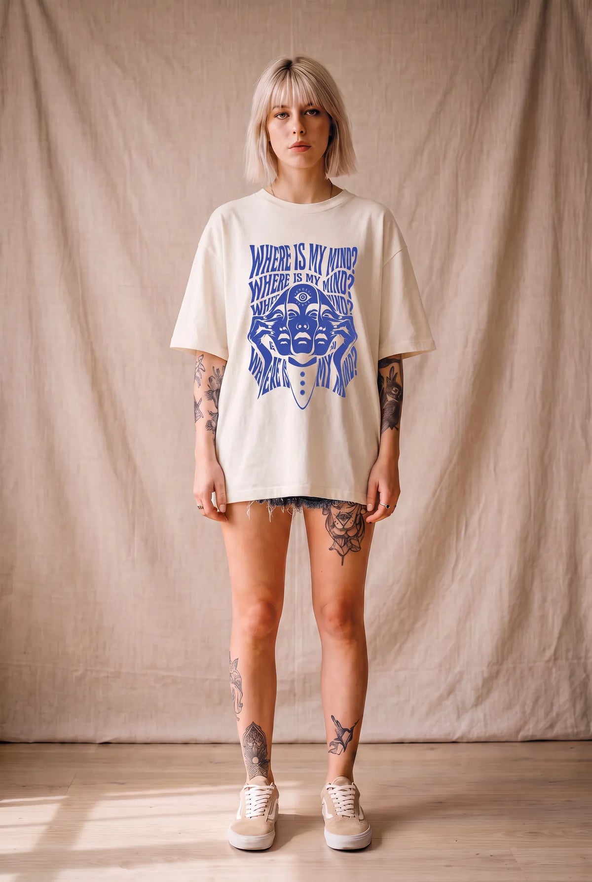 Camiseta Oversized Where Is My Mind Feminina Off-White