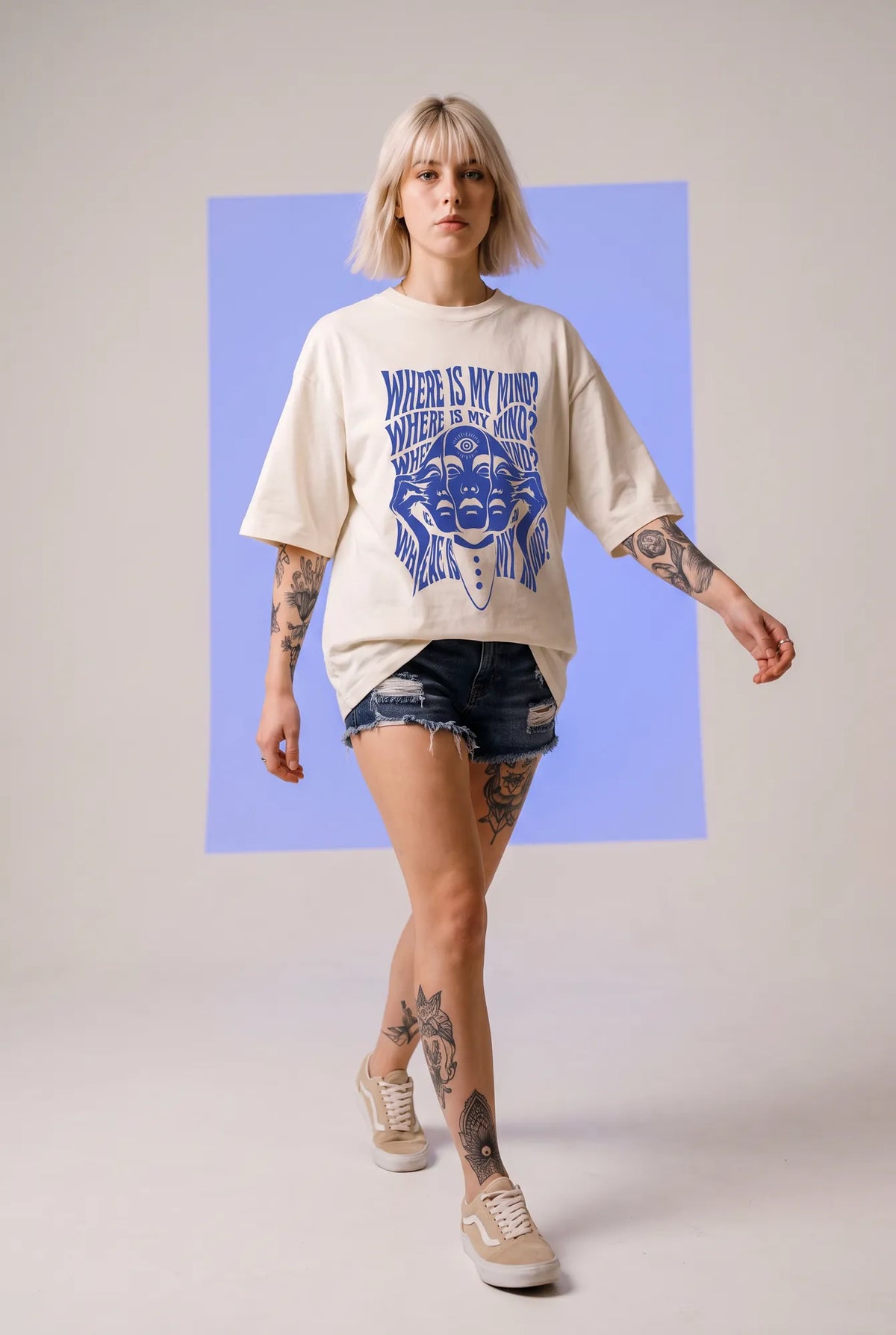 Camiseta Oversized Where Is My Mind Feminina Off-White