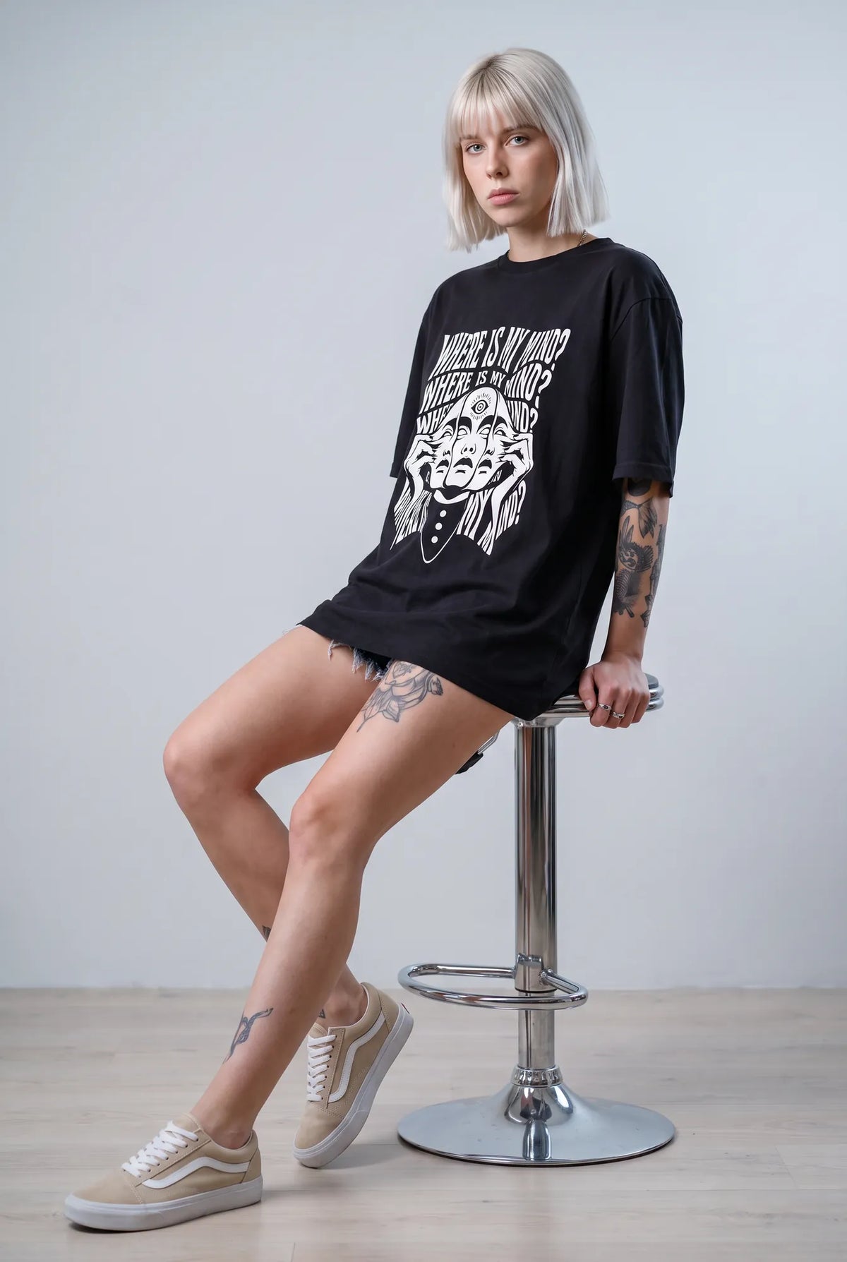 Camiseta Oversized Where Is My Mind Feminina Preto